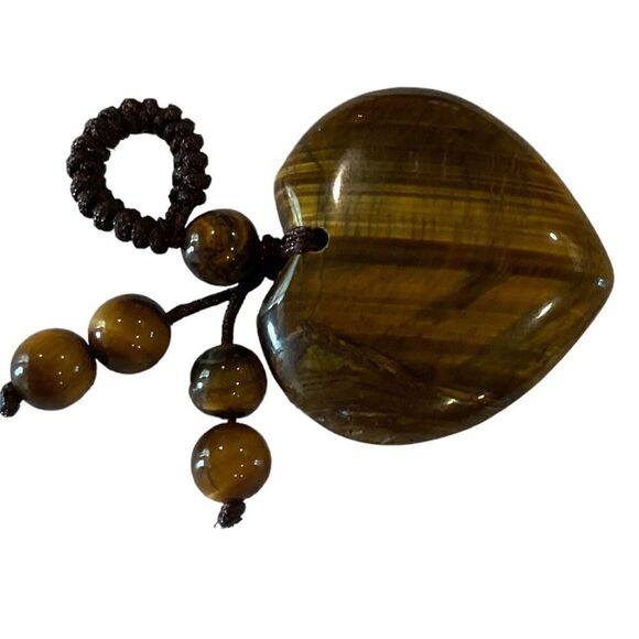 Gorgeous Natural Tigers Eye Heart Charm - Picture 2 of 2